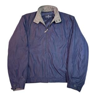 London Fog Jacket Mens XL Navy Blue Full Zip Golf Windbreaker Harrington Classic